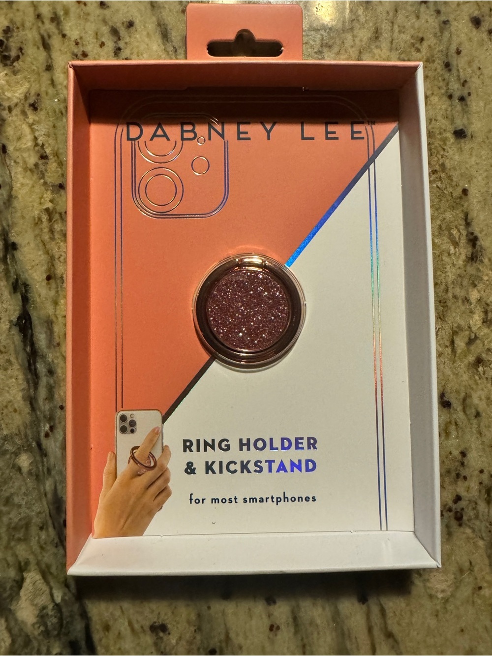 NWT Dabney Lee Glitter Ring Holder & Kickstand – Rose Gold/Pink ✨ Cell IPhone